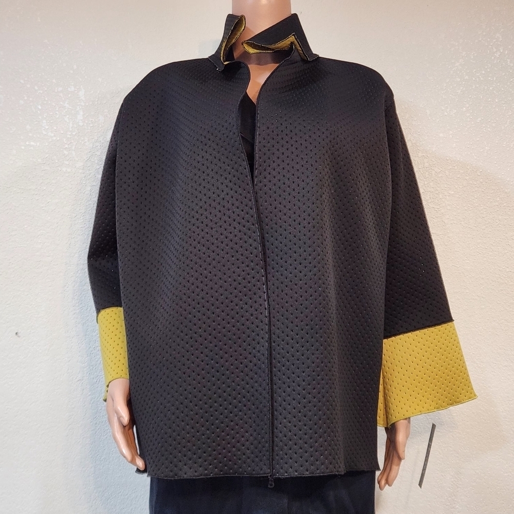 Heydari Yellow Black Short Casual Scuba Jacket